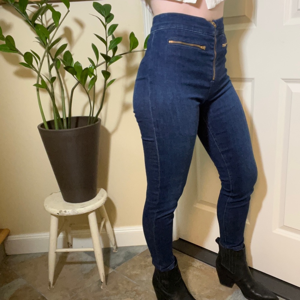 Urban Outfitters Indigo Exposed Zipper Fly Stretchy BDG Jeans Size 27"/4 Small